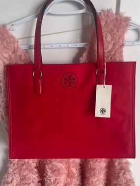 Tory Burch Red Logo Tote strap leather